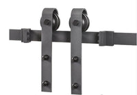 DIYHD 5FT-10FT Rustic Black Classic Sliding Barn Door Hardware Barn Wood Door Sliding Track Kit