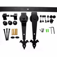 LWZH 10ft 11ft 12ft Wooden Sliding Barn Door Hardware Kit Country Style Black Steel Roller Track Hardware for Single Door