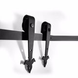 LWZH 10ft 11ft 12ft Wooden Sliding Barn Door Hardware Kit Country Style Black Steel Roller Track Hardware for Single Door