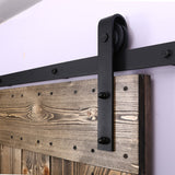 LWZH 4ft 5ft 6ft 7ft 8ft 9ft Antique Style Wood Sliding Barn Door Hardware Kit Black Top Mounted Closet Hardware for Single Door