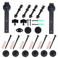 LWZH 4ft 5ft 6ft 7ft 8ft 9ft Antique Style Wood Sliding Barn Door Hardware Kit Black Top Mounted Closet Hardware for Single Door