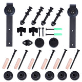 LWZH 4ft 5ft 6ft 7ft 8ft 9ft Antique Style Wood Sliding Barn Door Hardware Kit Black Top Mounted Closet Hardware for Single Door