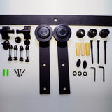 LWZH 6ft 7ft 8ft 9ft Sliding Barn Door Hardware Kit Top Mounted Hanger Track Black Steel Closet Door Roller Rail for Single Door