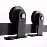 LWZH 7ft 9ft American Style Wooden Sliding Barn Door DIY Hardware Kit Black Steel T Shaped Roller Track Hardware for Single Door